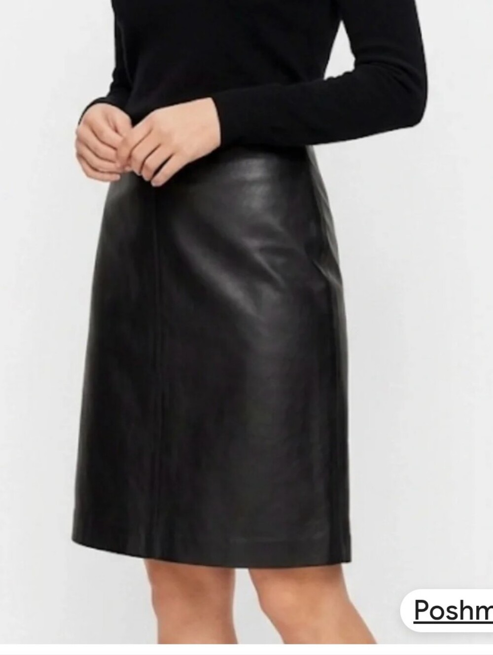 Talbots Black Leather Skirt Women's